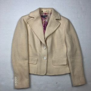 Ann Taylor Cream 100% Wool Knit Blazer Coat